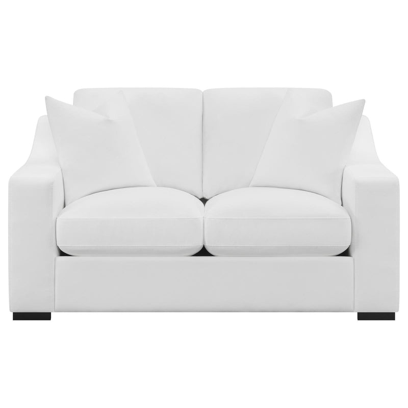  Coaster Furniture Ashlyn 509892 Upholstered Sloped Arm Loveseat - White IMAGE 3