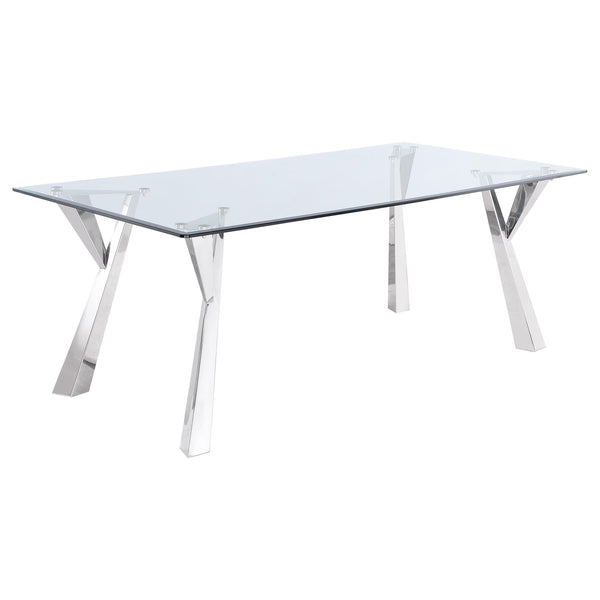  Coaster Furniture Alaia 190711 Rectangular 79-inch Glass Top Dining Table - Chrome IMAGE 1