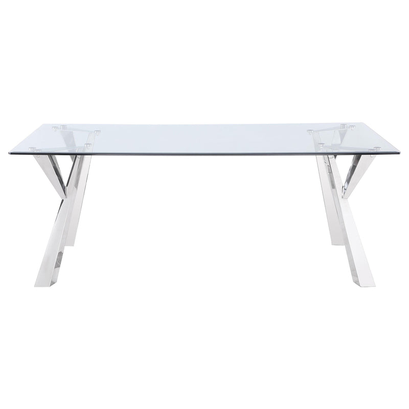  Coaster Furniture Alaia 190711 Rectangular 79-inch Glass Top Dining Table - Chrome IMAGE 2