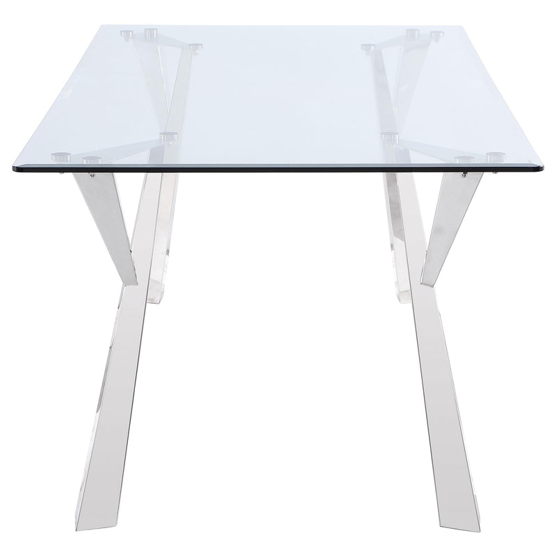  Coaster Furniture Alaia 190711 Rectangular 79-inch Glass Top Dining Table - Chrome IMAGE 3