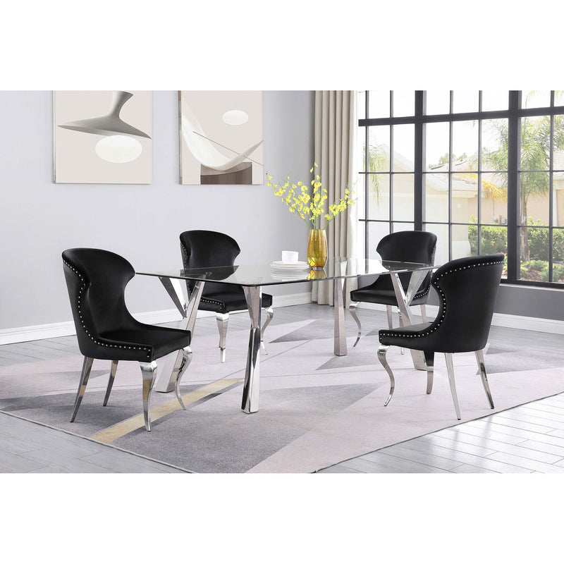  Coaster Furniture Alaia 190711 Rectangular 79-inch Glass Top Dining Table - Chrome IMAGE 5