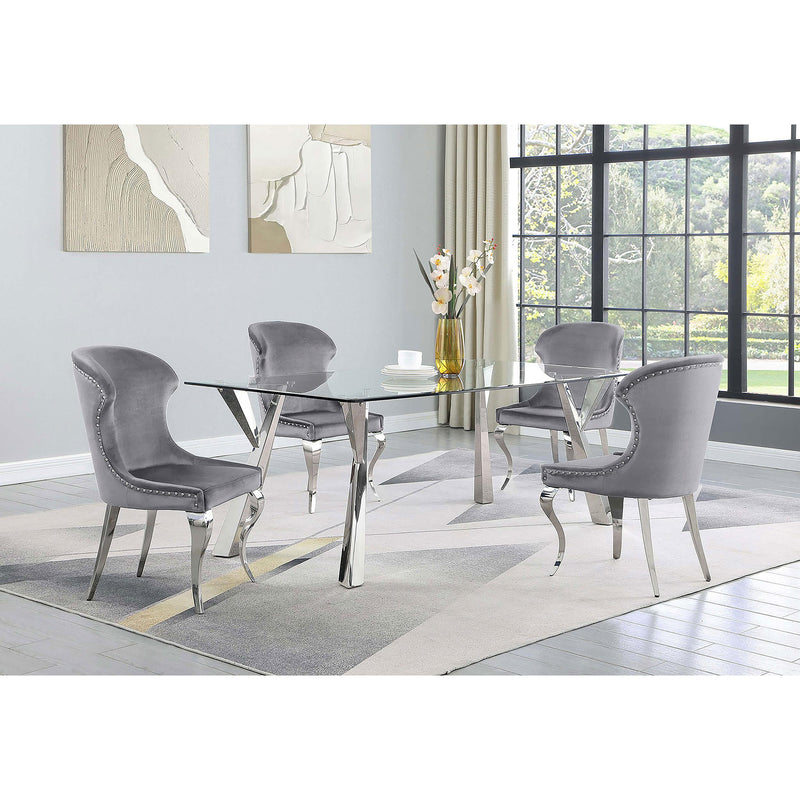  Coaster Furniture Alaia 190711 Rectangular 79-inch Glass Top Dining Table - Chrome IMAGE 6