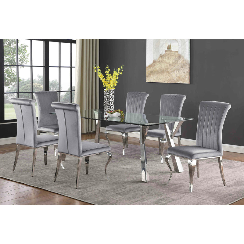  Coaster Furniture Alaia 190711 Rectangular 79-inch Glass Top Dining Table - Chrome IMAGE 7