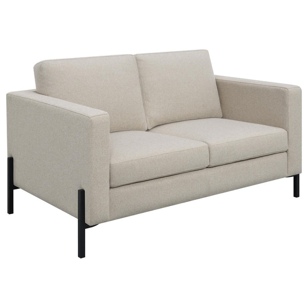  Coaster Furniture Tilly 509902 Upholstered Track Arm Loveseat - Oatmeal IMAGE 1