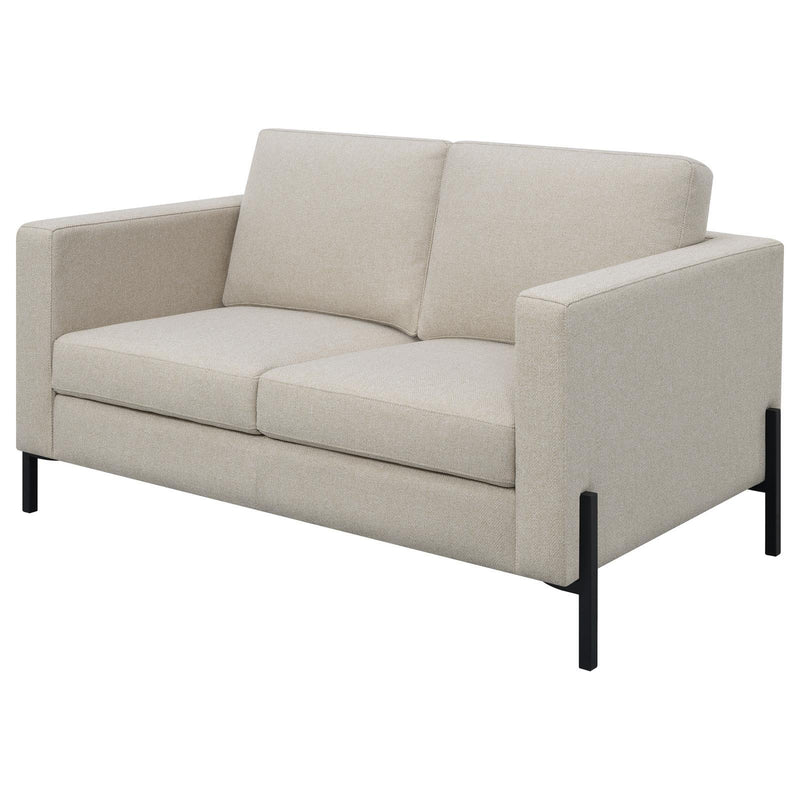 Coaster Furniture Tilly 509902 Upholstered Track Arm Loveseat - Oatmeal IMAGE 4