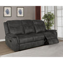  Coaster Furniture Lawrence 603504 Upholstered Padded Arm Reclining Sofa - Charcoal IMAGE 5