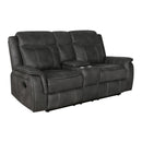  Coaster Furniture Lawrence 603505 Upholstered Padded Arm Reclining Loveseat - Charcoal IMAGE 1