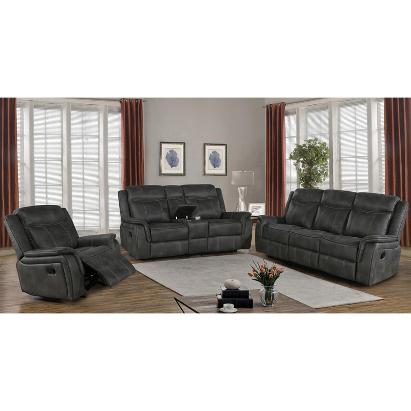  Coaster Furniture Lawrence 603505 Upholstered Padded Arm Reclining Loveseat - Charcoal IMAGE 4