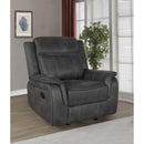  Coaster Furniture Lawrence 603506 Upholstered Padded Arm Glider Recliner - Charcoal IMAGE 4