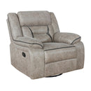  Coaster Furniture Greer 651353 Upholstered Swivel Glider Recliner Chair - Taupe IMAGE 1