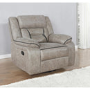  Coaster Furniture Greer 651353 Upholstered Swivel Glider Recliner Chair - Taupe IMAGE 4