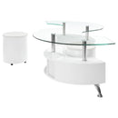  Coaster Furniture Buckley 703400 3-piece Coffee Table and Stools Set - White High Gloss IMAGE 4