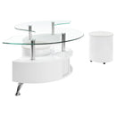  Coaster Furniture Buckley 703400 3-piece Coffee Table and Stools Set - White High Gloss IMAGE 5