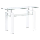 Coaster Furniture Dyer 703439 Rectangular Glass Top Entryway Sofa Console Table - White IMAGE 1