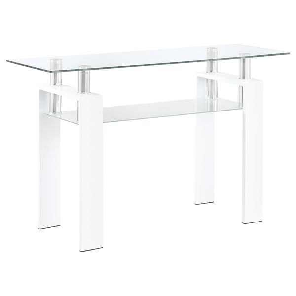  Coaster Furniture Dyer 703439 Rectangular Glass Top Entryway Sofa Console Table - White IMAGE 1