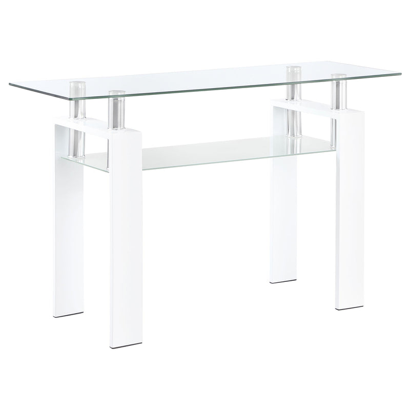  Coaster Furniture Dyer 703439 Rectangular Glass Top Entryway Sofa Console Table - White IMAGE 1