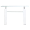  Coaster Furniture Dyer 703439 Rectangular Glass Top Entryway Sofa Console Table - White IMAGE 2