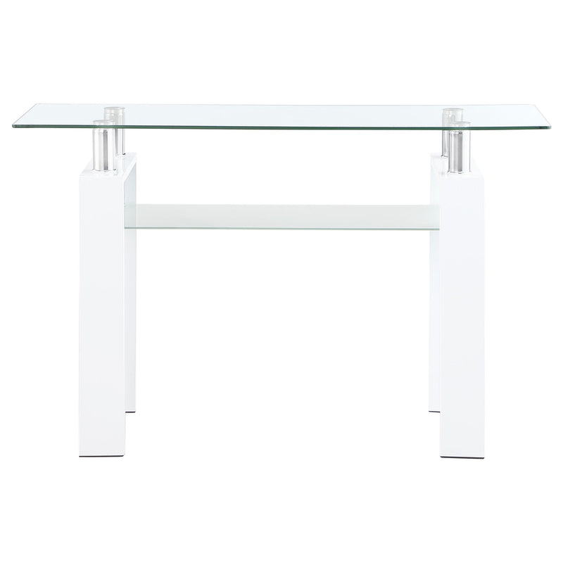  Coaster Furniture Dyer 703439 Rectangular Glass Top Entryway Sofa Console Table - White IMAGE 2