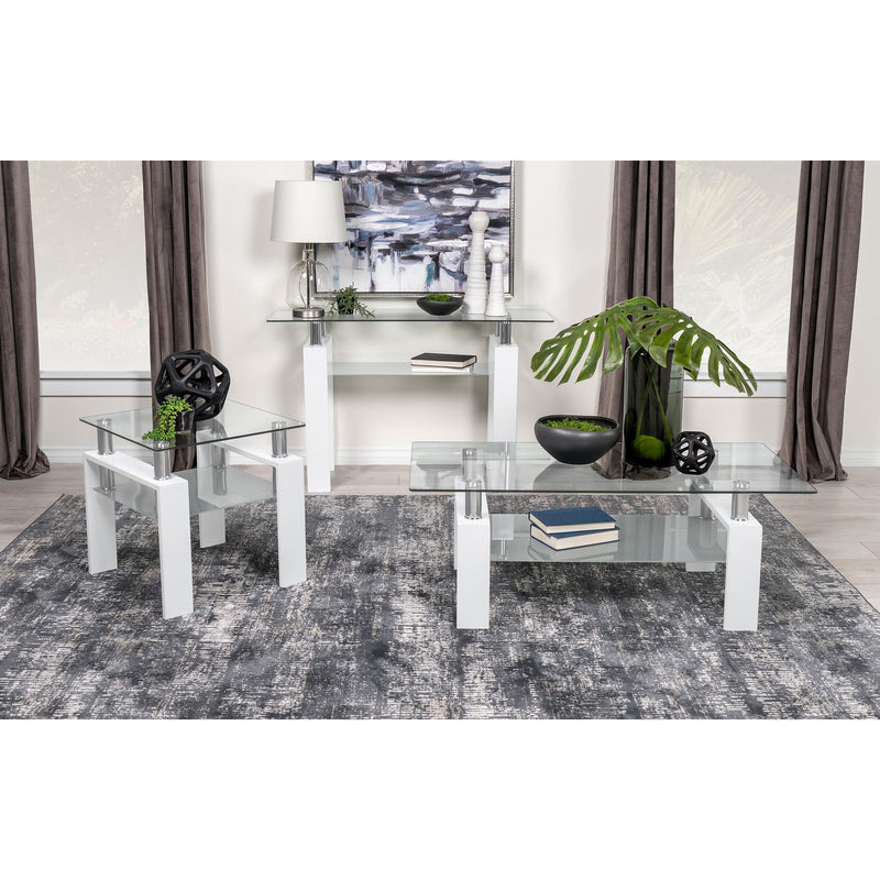  Coaster Furniture Dyer 703439 Rectangular Glass Top Entryway Sofa Console Table - White IMAGE 5