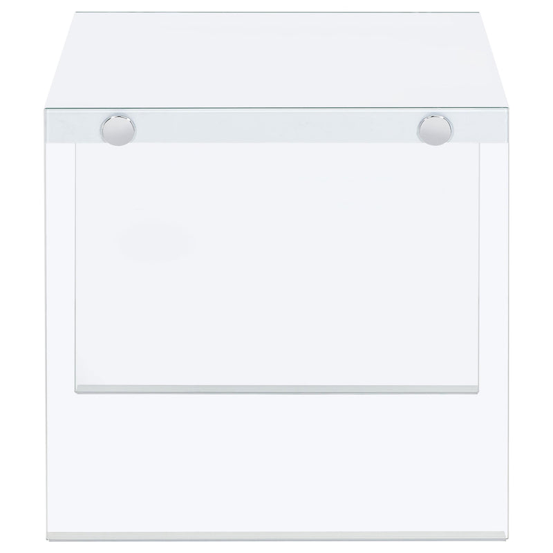 Coaster Furniture Opal 704147 Square Glass Frame Side End Table - White High Gloss IMAGE 4