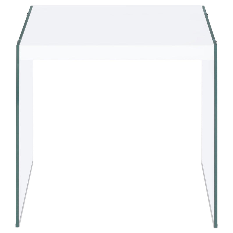  Coaster Furniture Opal 704147 Square Glass Frame Side End Table - White High Gloss IMAGE 6
