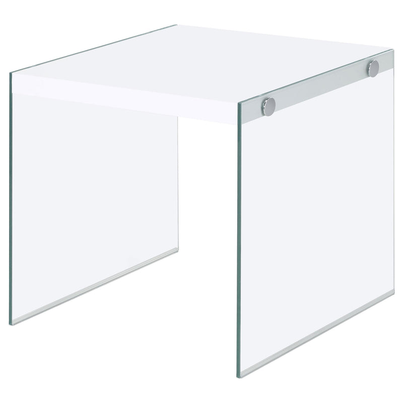  Coaster Furniture Opal 704147 Square Glass Frame Side End Table - White High Gloss IMAGE 7