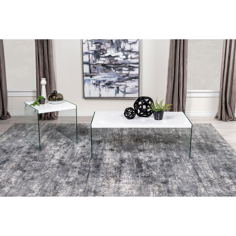  Coaster Furniture Opal 704148 Rectangular Glass Frame Coffee Table - White High Gloss IMAGE 9