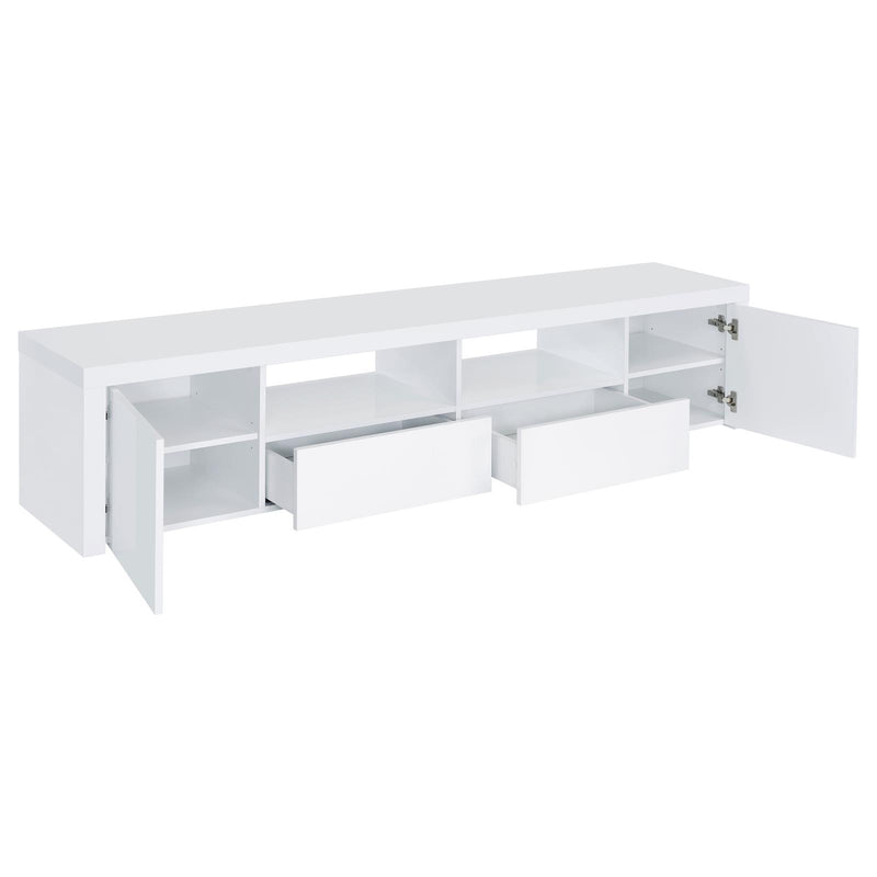  Coaster Furniture Jude 704262 2-door Engineered Wood 79" TV Stand - High Gloss White IMAGE 3