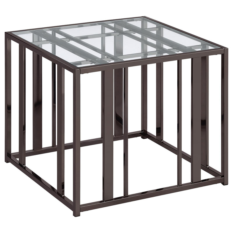  Coaster Furniture Adri 708357 Rectangular Glass Top Side End Table - Black Nickel IMAGE 1