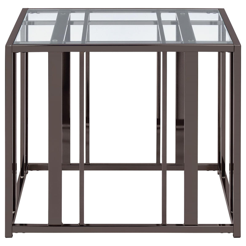  Coaster Furniture Adri 708357 Rectangular Glass Top Side End Table - Black Nickel IMAGE 7