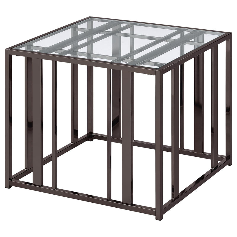  Coaster Furniture Adri 708357 Rectangular Glass Top Side End Table - Black Nickel IMAGE 8