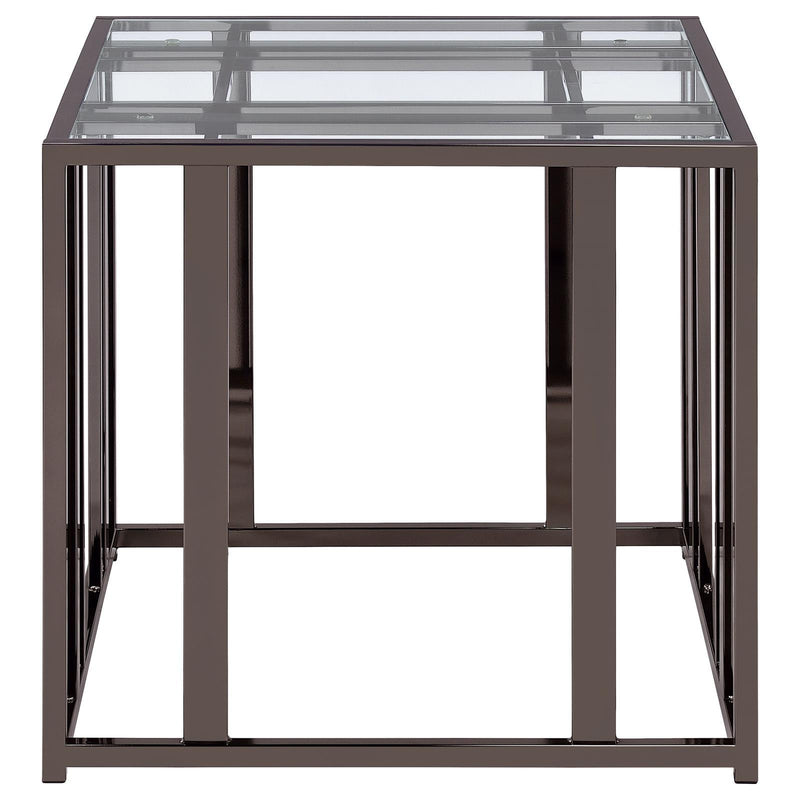  Coaster Furniture Adri 708357 Rectangular Glass Top Side End Table - Black Nickel IMAGE 9