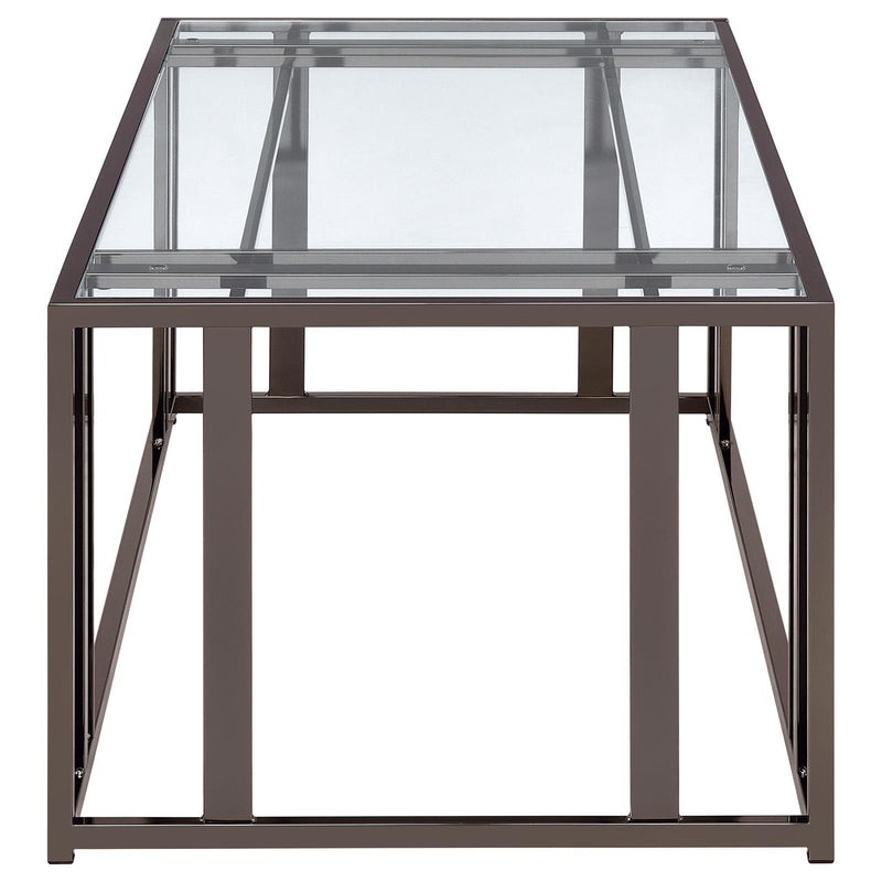  Coaster Furniture Adri 708358 Rectangular Glass Top Coffee Table - Black Nickel IMAGE 8