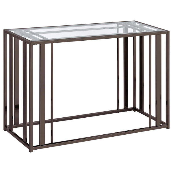  Coaster Furniture Adri 708359 Glass Top Entryway Sofa Console Table - Black Nickel IMAGE 1