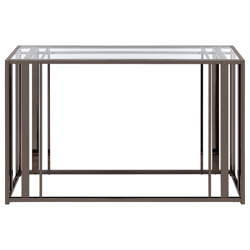  Coaster Furniture Adri 708359 Glass Top Entryway Sofa Console Table - Black Nickel IMAGE 3