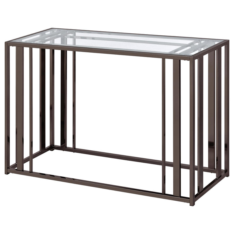  Coaster Furniture Adri 708359 Glass Top Entryway Sofa Console Table - Black Nickel IMAGE 8