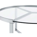  Coaster Furniture Delia 708400 2-Piece Round Glass Top Nesting Coffee Table - Chrome IMAGE 10