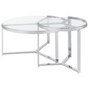  Coaster Furniture Delia 708400 2-Piece Round Glass Top Nesting Coffee Table - Chrome IMAGE 6