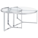  Coaster Furniture Delia 708400 2-Piece Round Glass Top Nesting Coffee Table - Chrome IMAGE 8