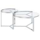  Coaster Furniture Delia 708400 2-Piece Round Glass Top Nesting Coffee Table - Chrome IMAGE 9