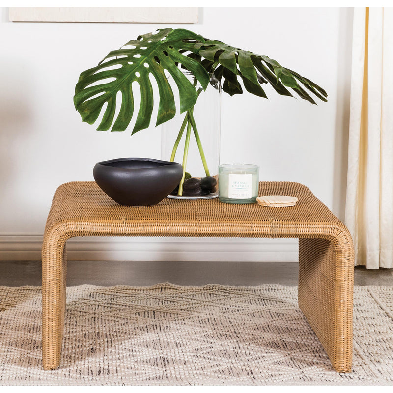  Coaster Furniture Juanita 709818 Square Woven Rattan Coffee Table - Natural IMAGE 6