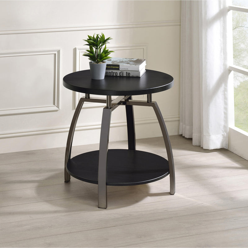  Coaster Furniture Dacre 722207 Round Engineered Wood Top Side End Table - Dark Charcoal IMAGE 4