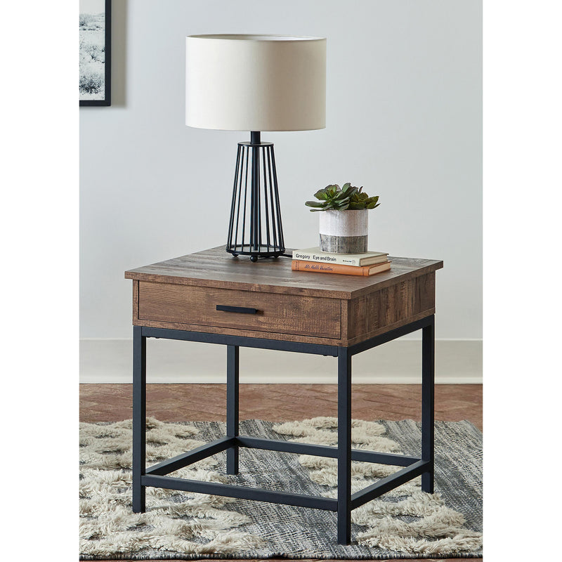  Coaster Furniture Byers 723777 1-Drawer Square Engineered Wood End Table - Brown Oak IMAGE 3