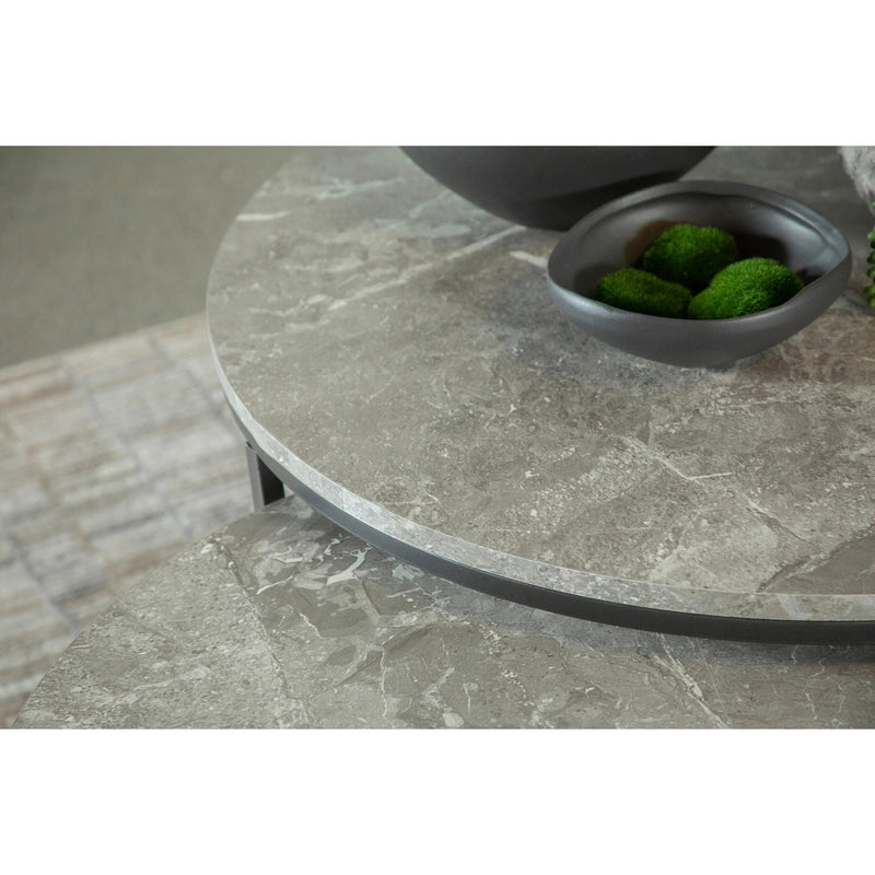  Coaster Furniture Lainey 736028 2-piece Round Faux Marble Nesting Coffee Table - Grey IMAGE 3