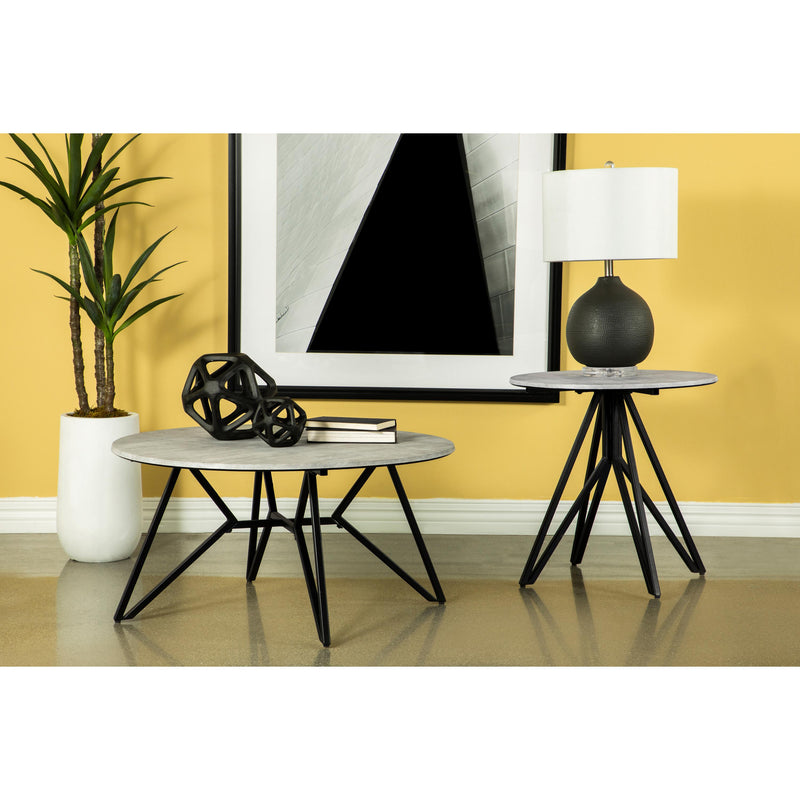  Coaster Furniture Hadi 736178 Round SmartTop Coffee Table - Cement and Gunmetal IMAGE 2