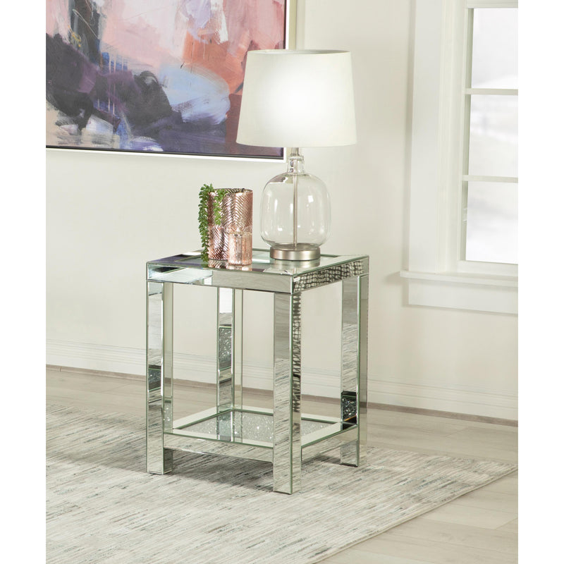  Coaster Furniture Valentina 736217 1-shelf Square Glass Top Side End Table - Silver IMAGE 3
