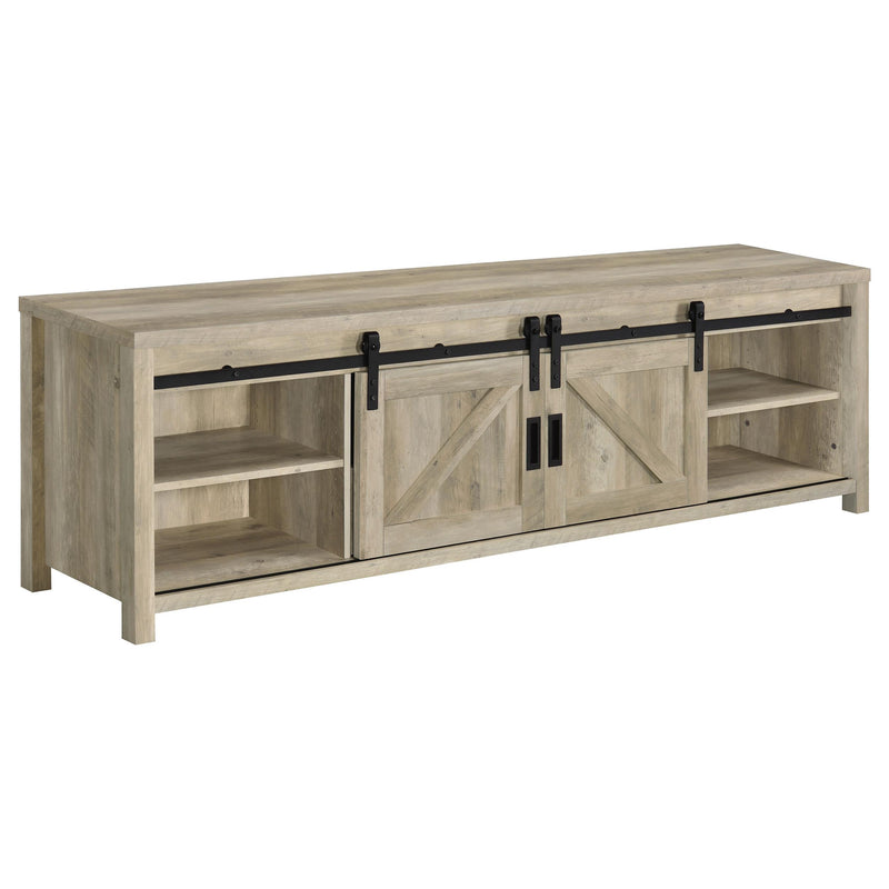  Coaster Furniture Madra 736263 2-door Engineered Wood 79" TV Stand - Distressed Pine IMAGE 3