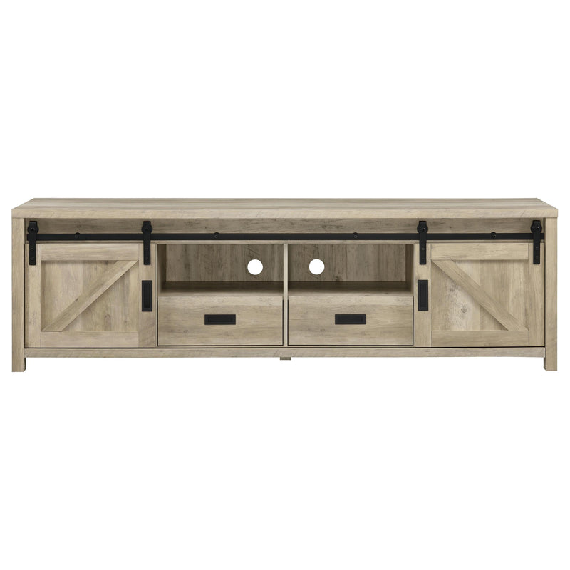  Coaster Furniture Madra 736263 2-door Engineered Wood 79" TV Stand - Distressed Pine IMAGE 4