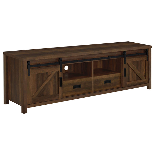  Coaster Furniture Madra 736273 2-door Engineered Wood 79" TV Stand - Dark Pine IMAGE 1