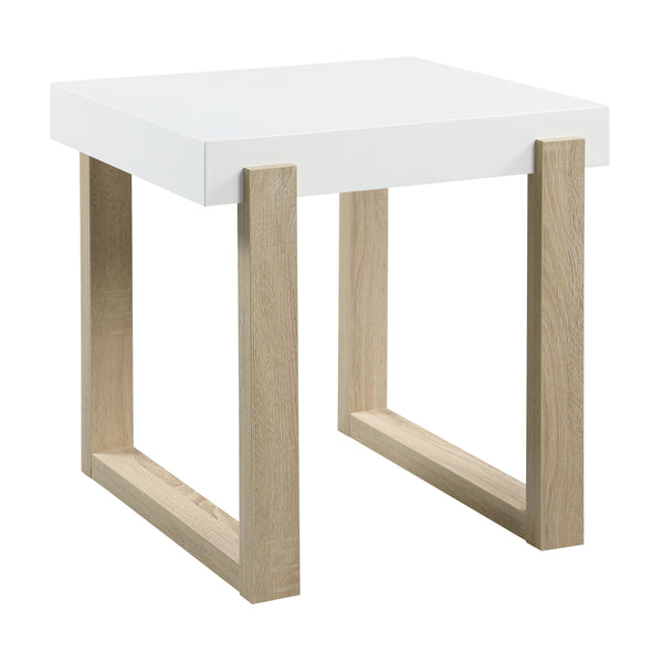  Coaster Furniture Pala 753397 Rectangular End Table - White High Gloss and Natural IMAGE 1